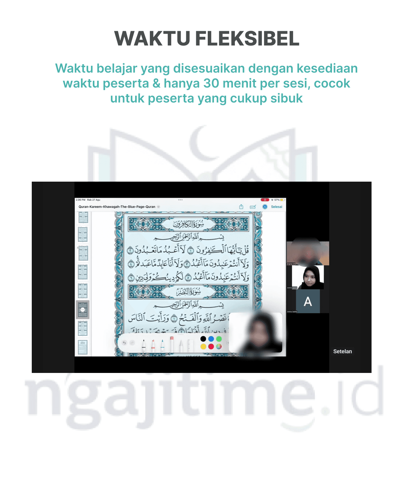 Belajar kapan saja sesuai jadwal yang kamu tentukan sendiri tanpa terikat waktu tetap.